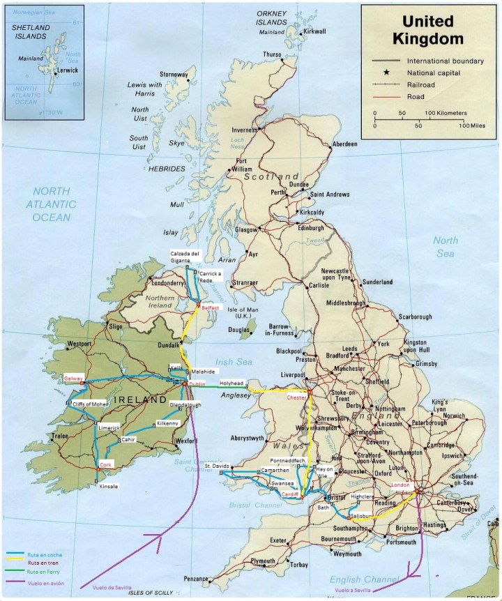 VIAJE 2015 mapa Irlanda y Gales